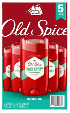 Old Spice High Endurance Pure Sport Deodorant on a bathroom shelf
