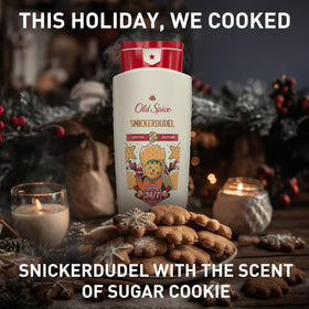 Old Spice Holidudes Body Wash Snickerdudel 16 oz in festive setting