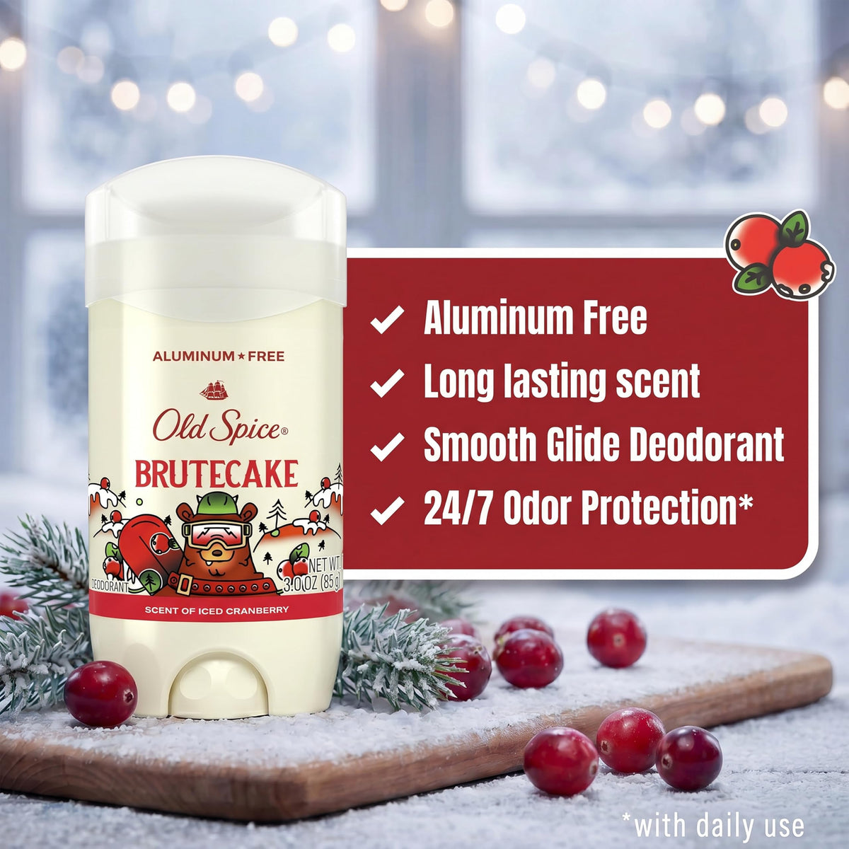 Old Spice Holidudes Deodorant packaging with festive design