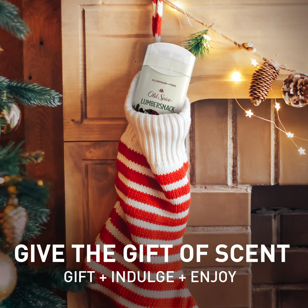 Old Spice Holidudes Limited Edition Deodorant with festive decorations