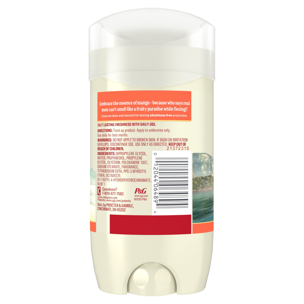 Old Spice Lost Cove Deodorant close-up of label