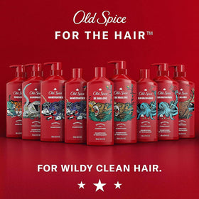 Old Spice MambaKing shampoo and conditioner in bathroom setting