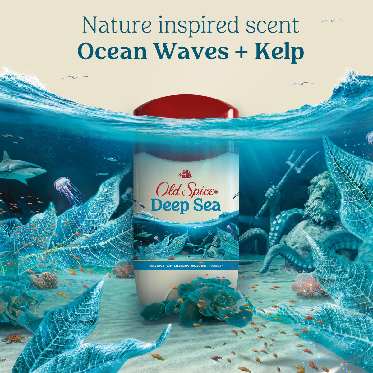 Old Spice Men's Antiperspirant in hand