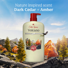 Old Spice Men's Body Wash displayed on bathroom shelf