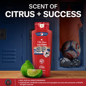Old Spice MLS Victory Body Wash in shower setting
