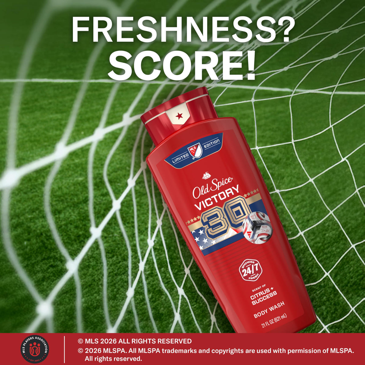 Old Spice MLS Victory Body Wash with fresh towels