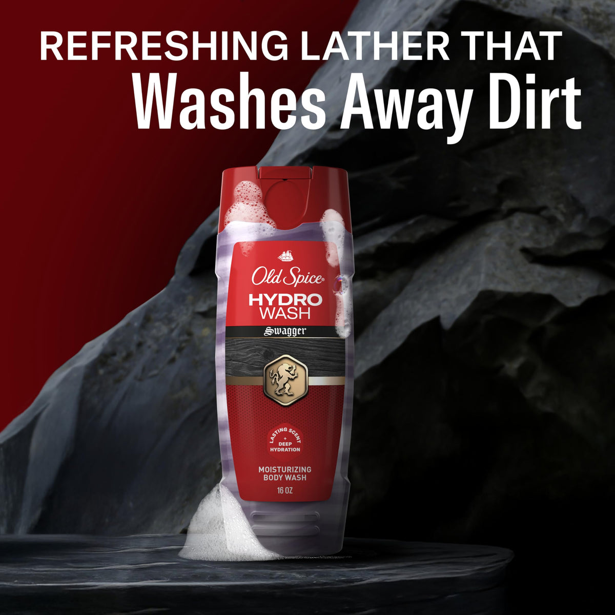 Old Spice Moisturizing Body Wash 2-in-1 Hydro Wash with shower scene