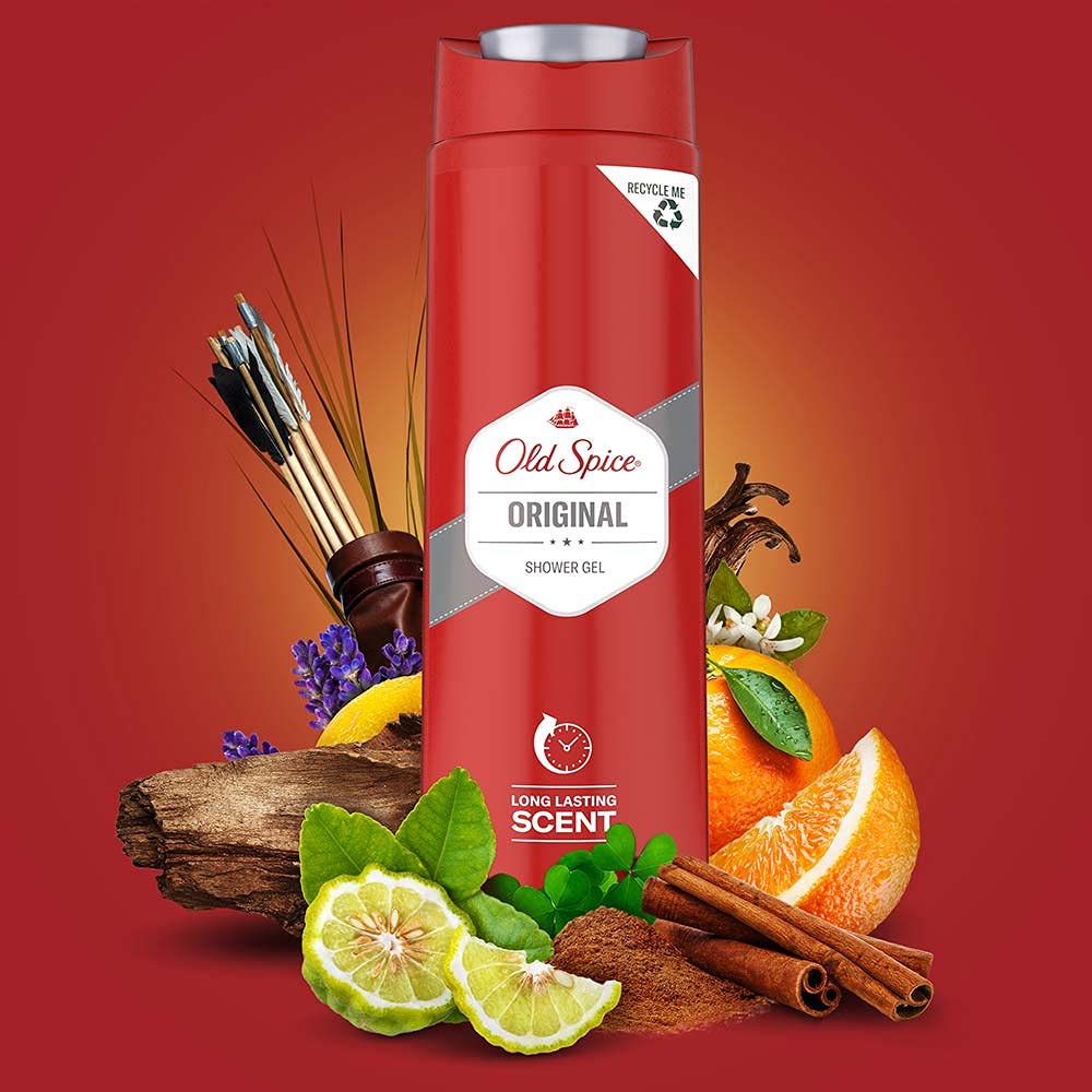 Old Spice Original Shower Gel 400ml side view showing bottle design