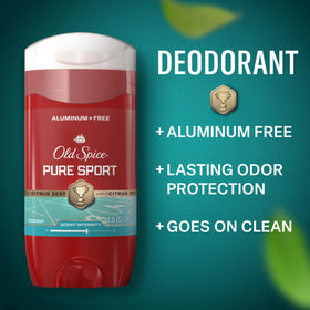 Old Spice Pure Sport Deodorant back view with ingredient list
