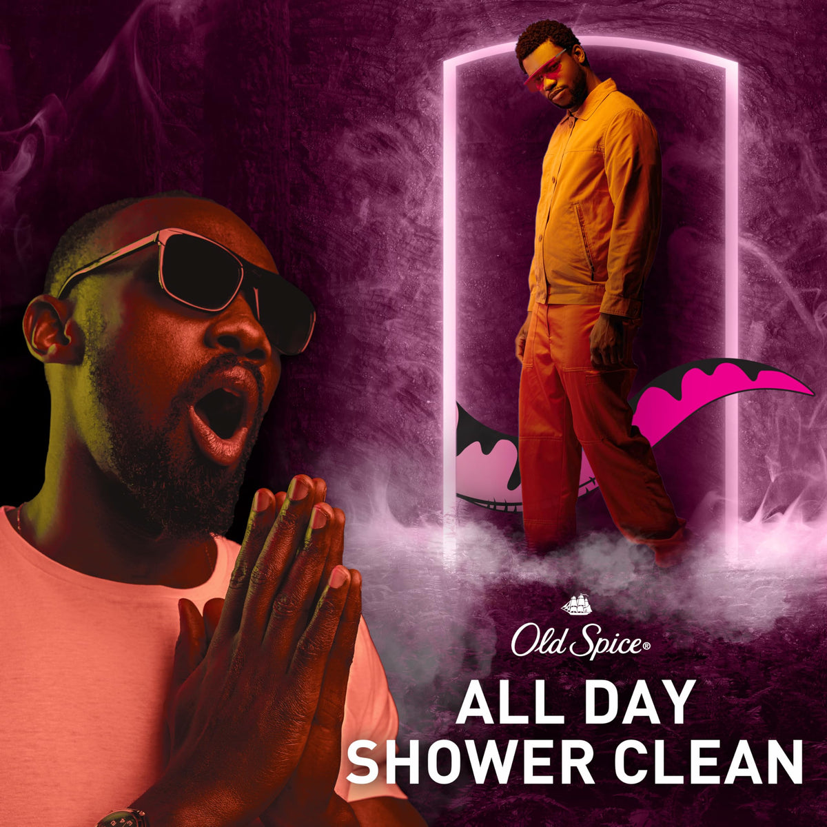 Old Spice Raptorstrike Body Wash lifestyle scene in shower