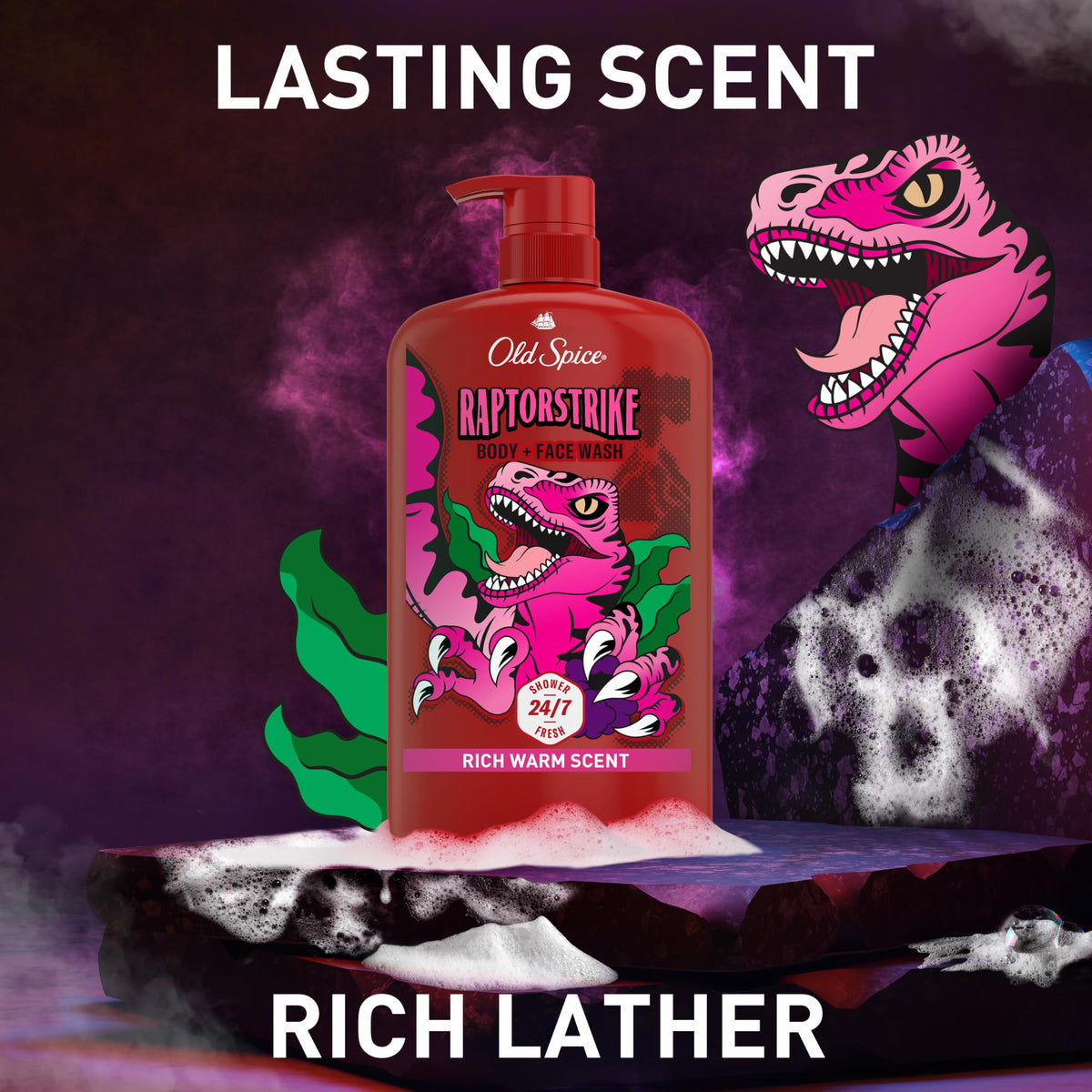 Old Spice Raptorstrike Body Wash packaging details