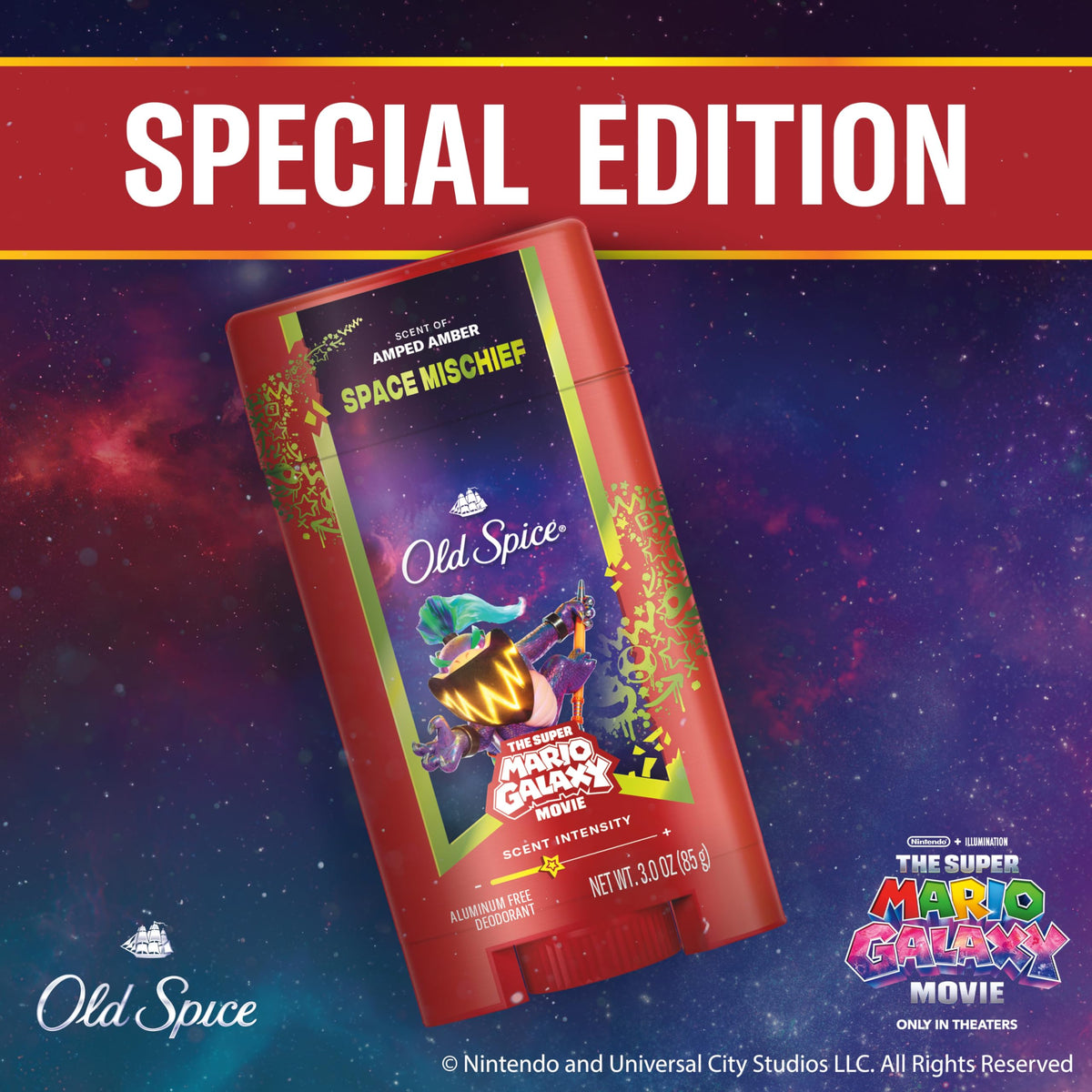 Old Spice Space Mischief Deodorant Stick with Super Mario Galaxy branding
