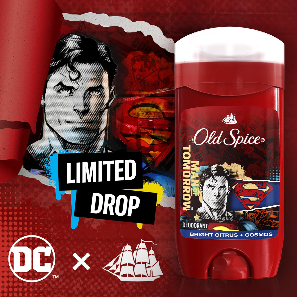 Old Spice Superman Deodorant 3 oz close-up of scent description