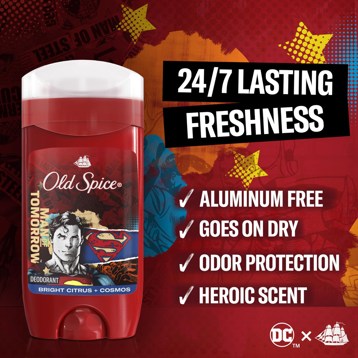 Old Spice Superman Deodorant 3 oz side view