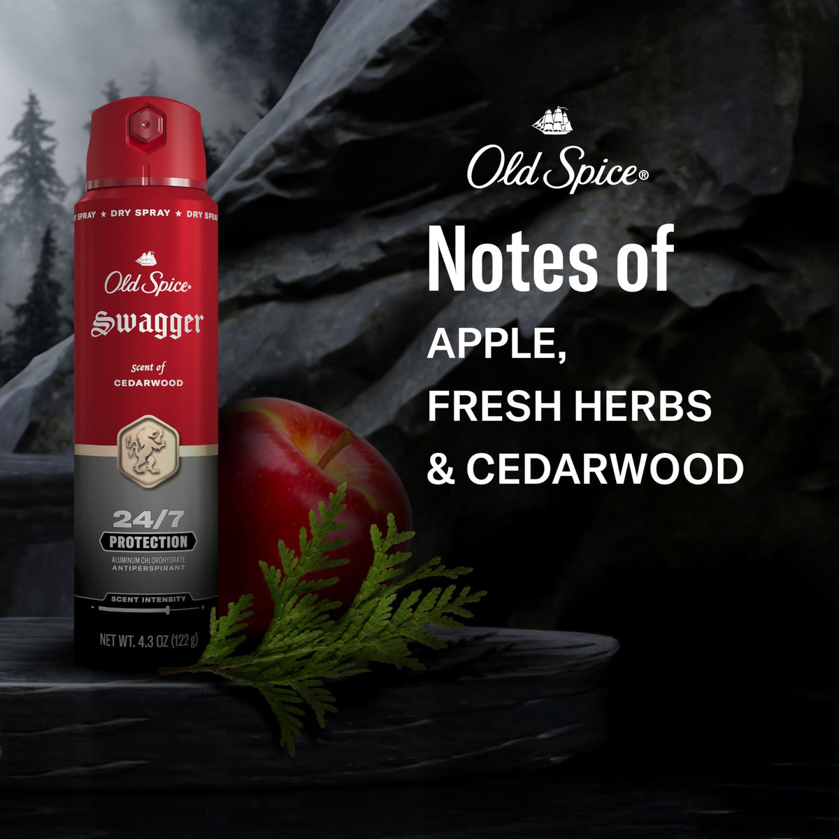 Old Spice Swagger Antiperspirant Deodorant Spray aerosol can close-up