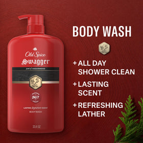 Old Spice Swagger Body Wash 33.4 oz back view with ingredient list