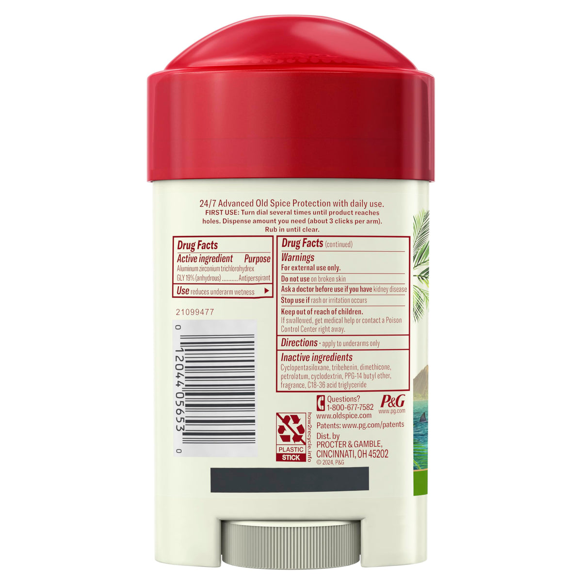 Old Spice Sweat Defense Antiperspirant 125g Fiji scent opened view