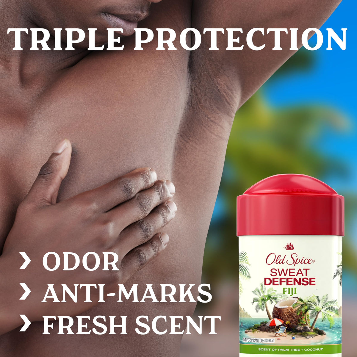Old Spice Sweat Defense Antiperspirant 125g Fiji scent side view