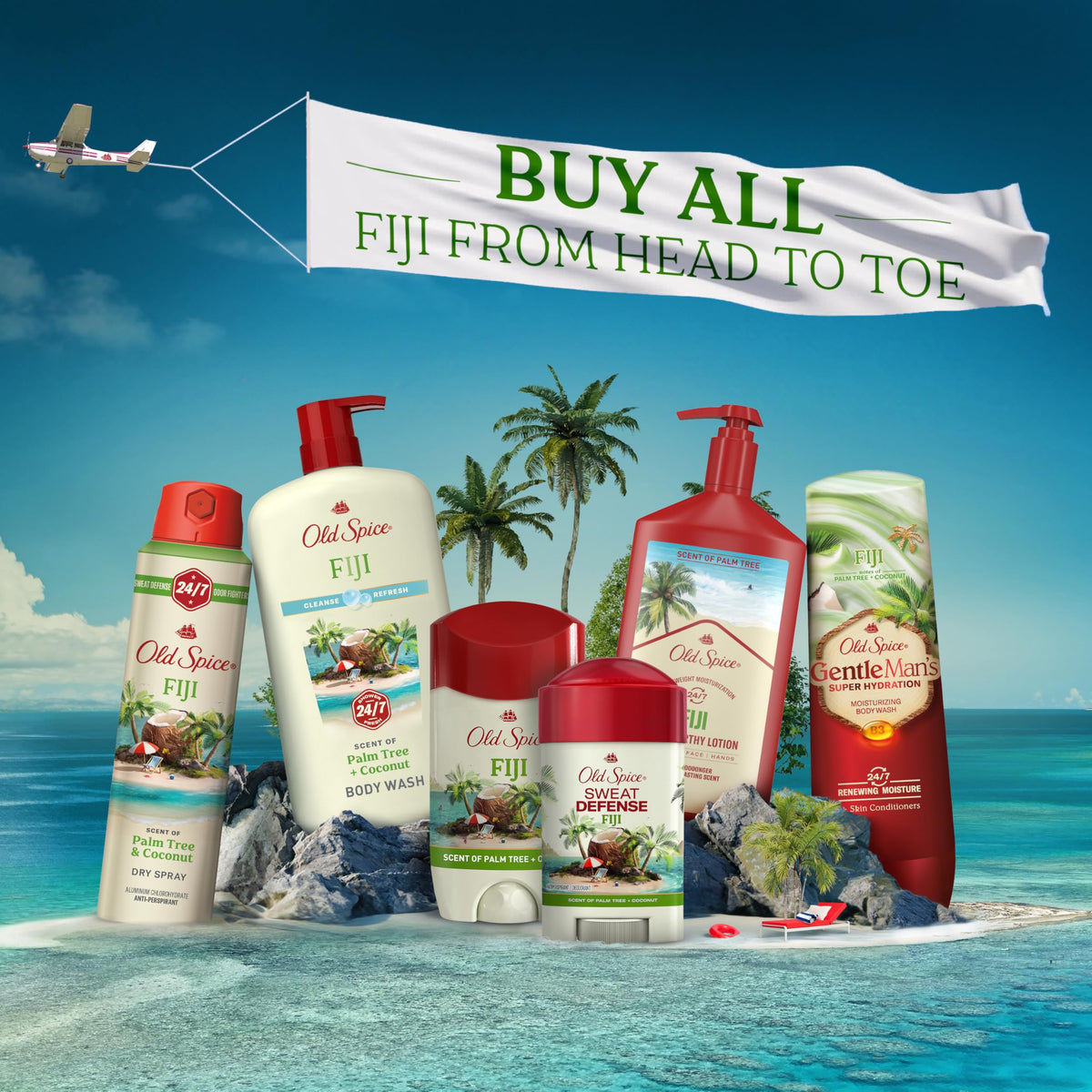Old Spice Sweat Defense Antiperspirant 125g Fiji scent with palm tree and coconut