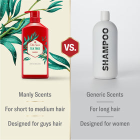 Old Spice Tea Tree Shampoo back view showing ingredients