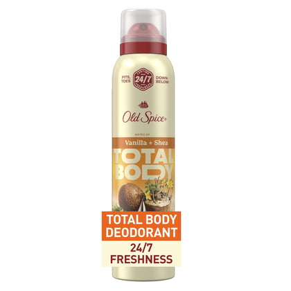 Old Spice Whole Body Deodorant Spray for Men, Vanilla + Shea, front view