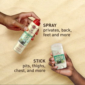 Old Spice Whole Body Deodorant Spray in use on skin