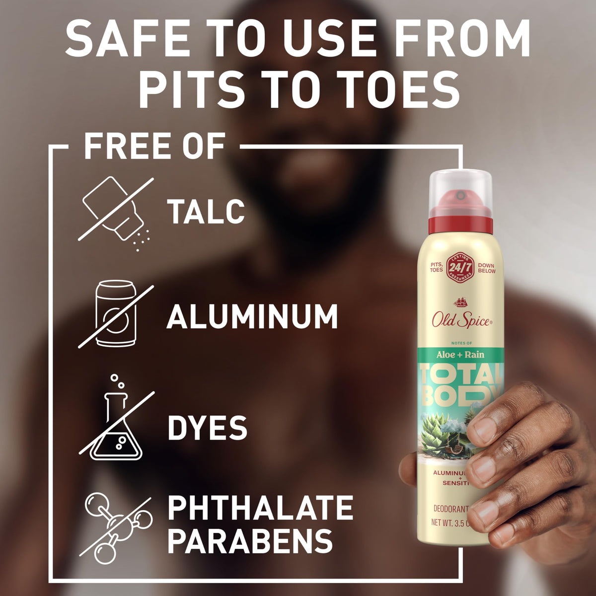 Old Spice Whole Body Deodorant Spray lifestyle scene in bathroom