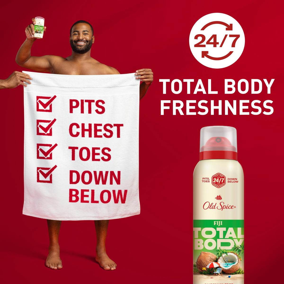 Old Spice Whole Body Deodorant Spray side view showing nozzle