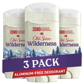 Old Spice Wilderness Deodorant 3-pack front view with lavender and mint scent
