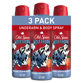 Old Spice Wolfthorn Body Spray front view 5.1 oz