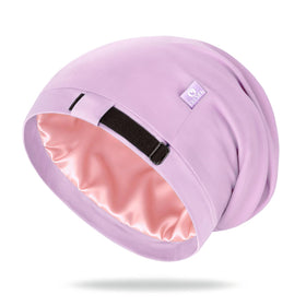 OLESILK 100% Mulberry Silk Bonnet front view in purple