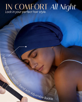 OLESILK Silk Bonnet Navy packaging