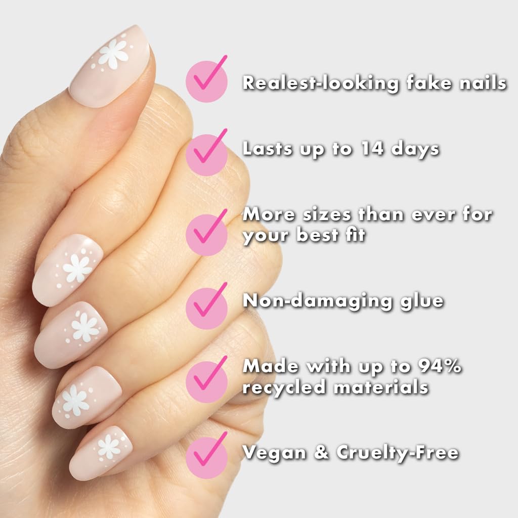 Olive & June Instant Mani Press-On Nails Daisy Dance application instructions
