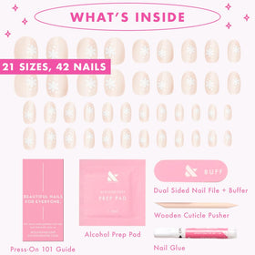 Olive & June Instant Mani Press-On Nails Daisy Dance in use