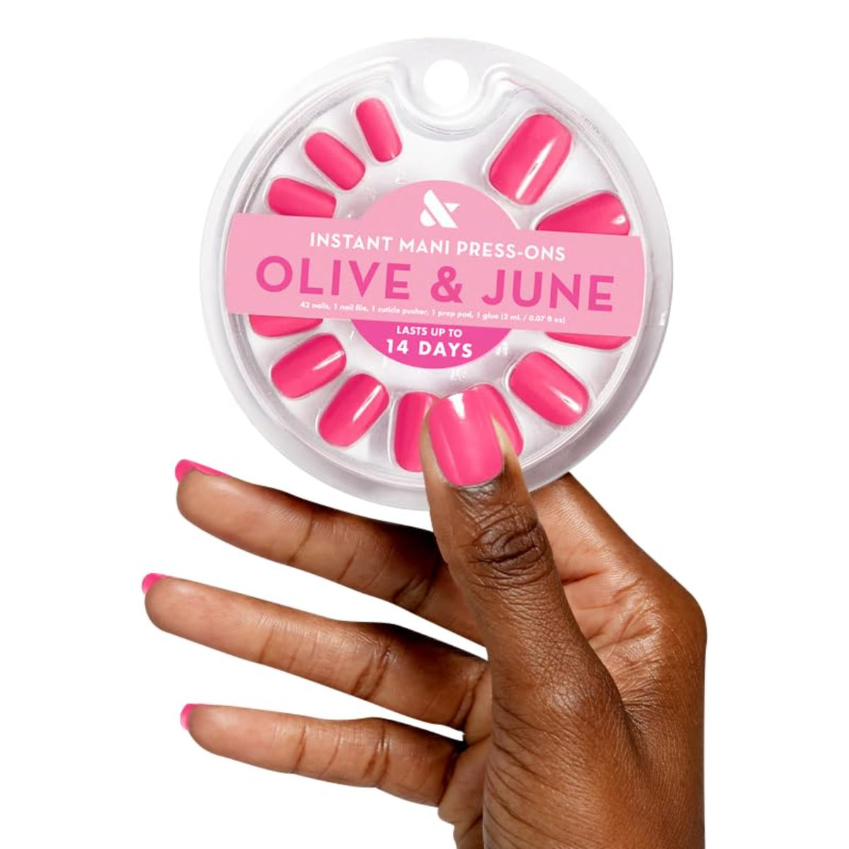 Olive & June Instant Mani Press-On Nails Hot Strawberry front view