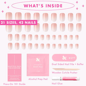 Olive & June Instant Mani Press-On Nails HZ Syrup Gradient showing nail sizes