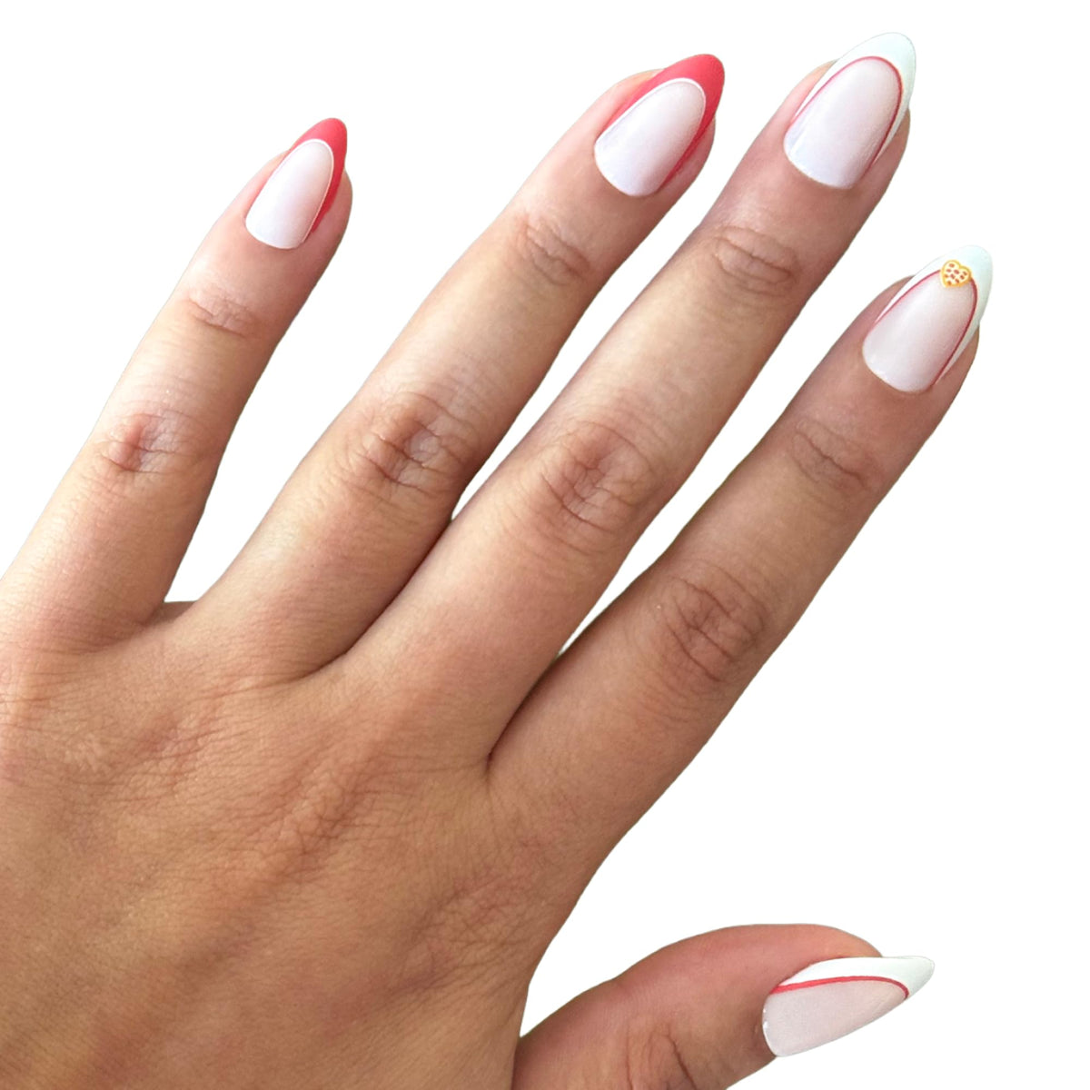 Olive & June Instant Mani Press-On Nails I Heart Pizza French front view