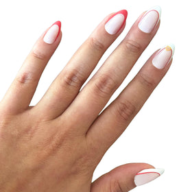 Olive & June Instant Mani Press-On Nails I Heart Pizza French front view