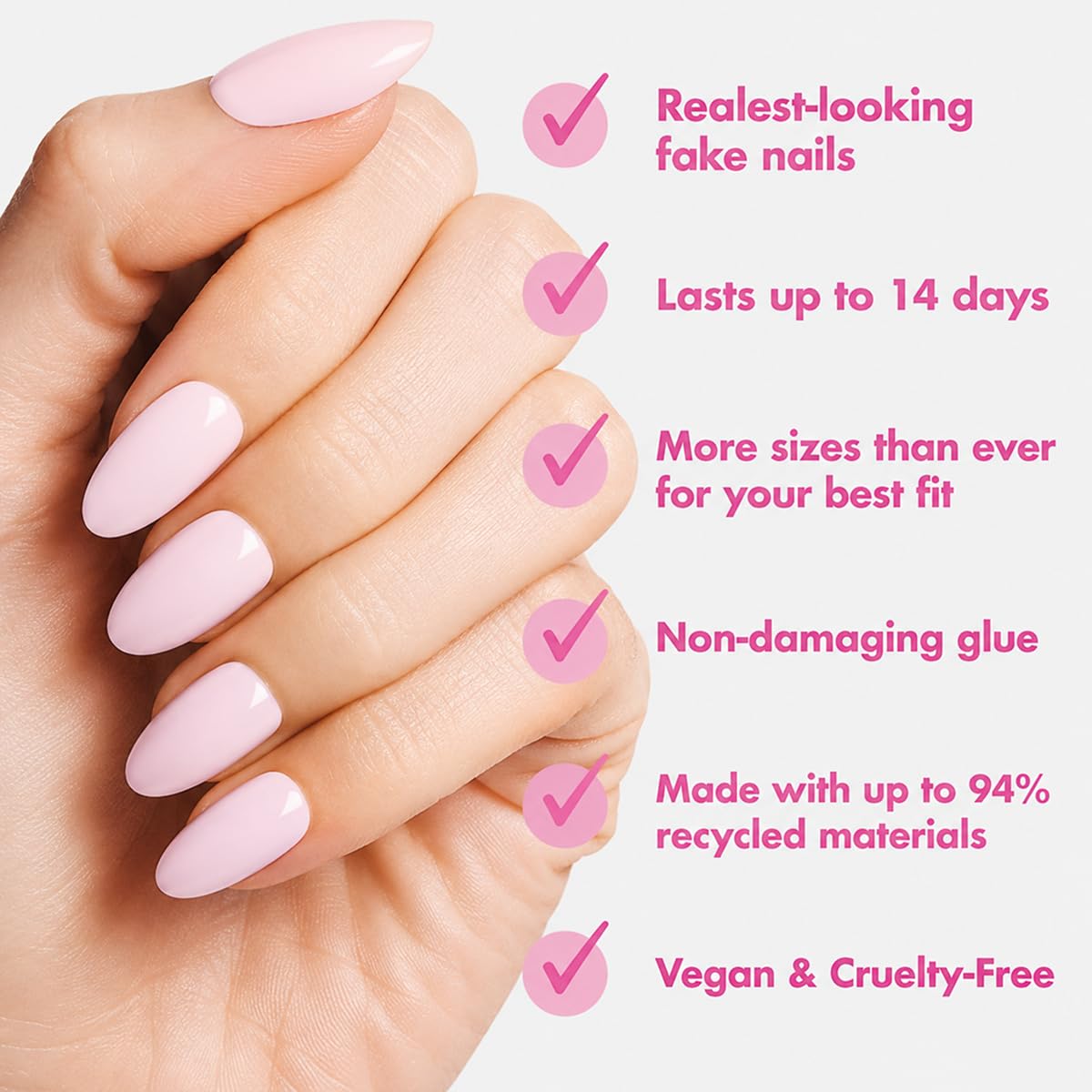 Olive & June Instant Mani Press-On Nails, Medium Oval in various sizes