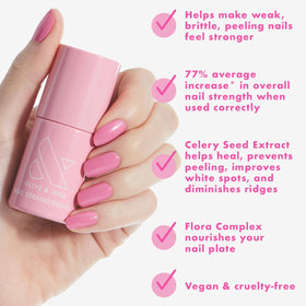 Olive & June Nail Strengthener application on bare nails