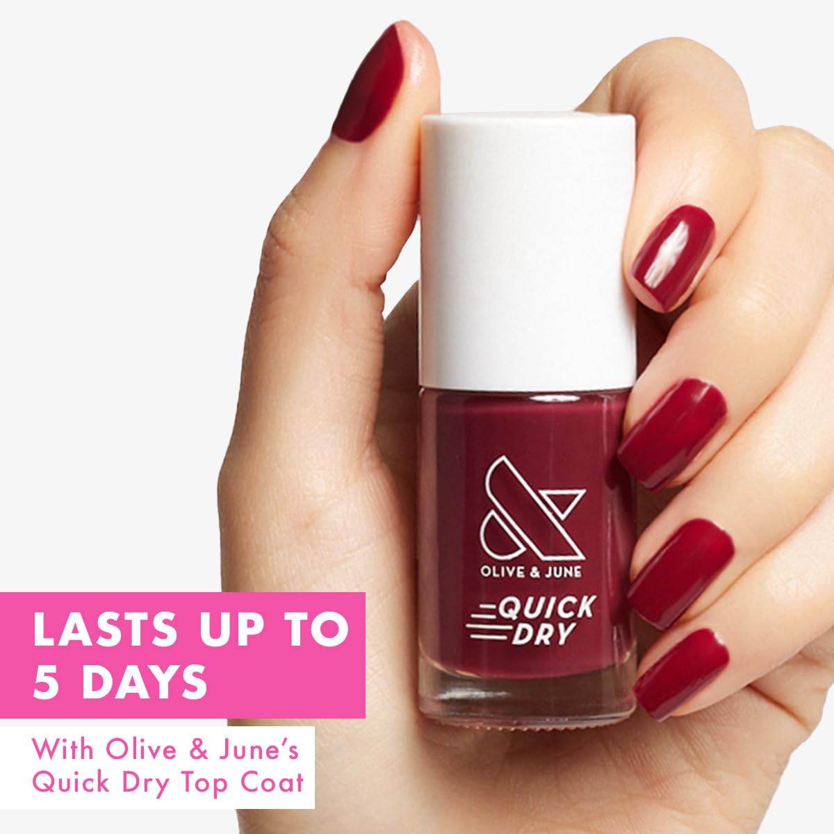 Olive & June Quick Dry Nail Polish Cabernet Wine Red side view