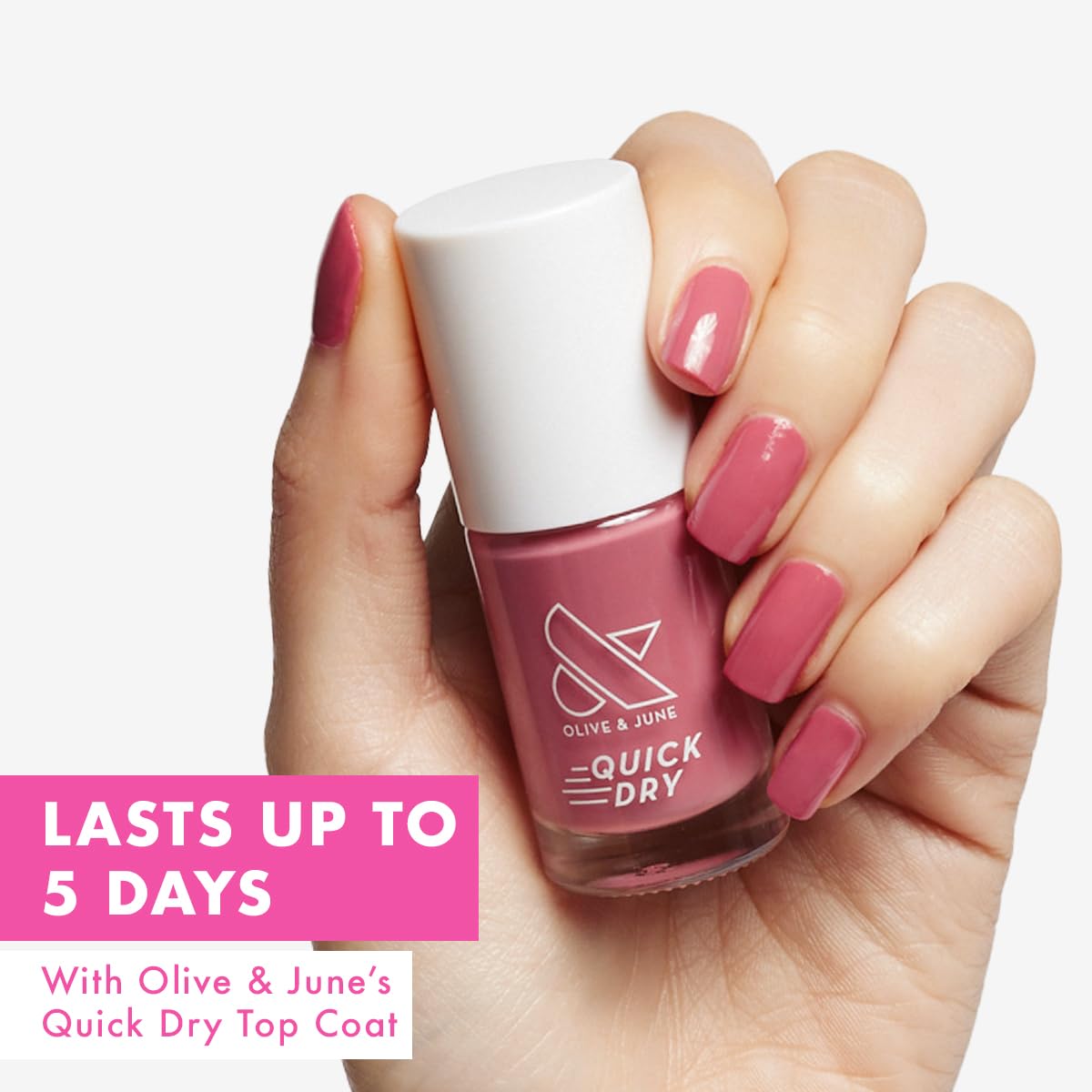 Olive & June Quick Dry Nail Polish Primrose Rosy Pink with brush