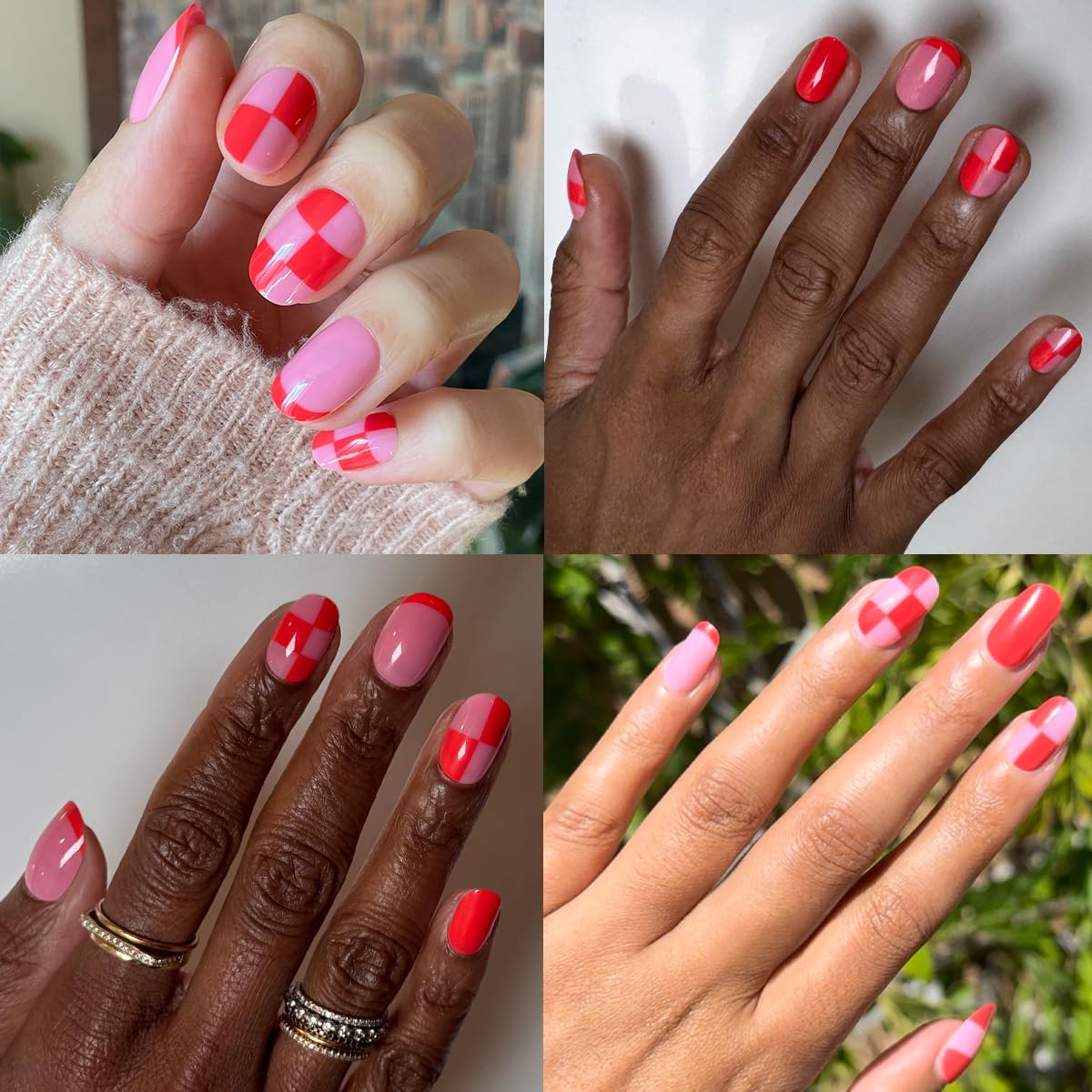 Olive & June Super Stick Press-On Nails applied on model's hands