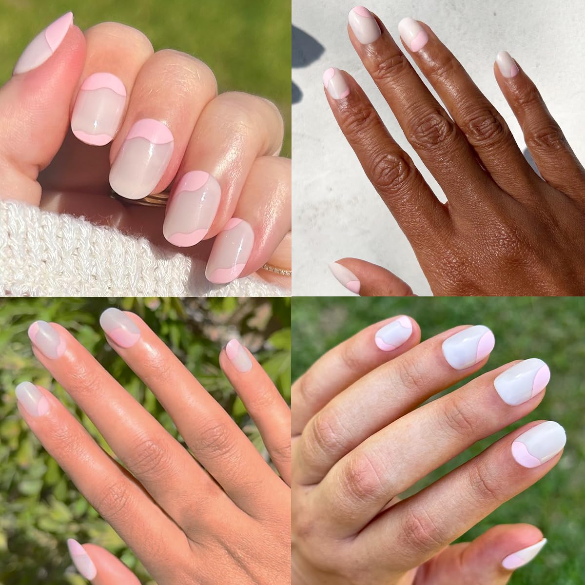 Olive & June Super Stick Press-On Nails displayed on a hand
