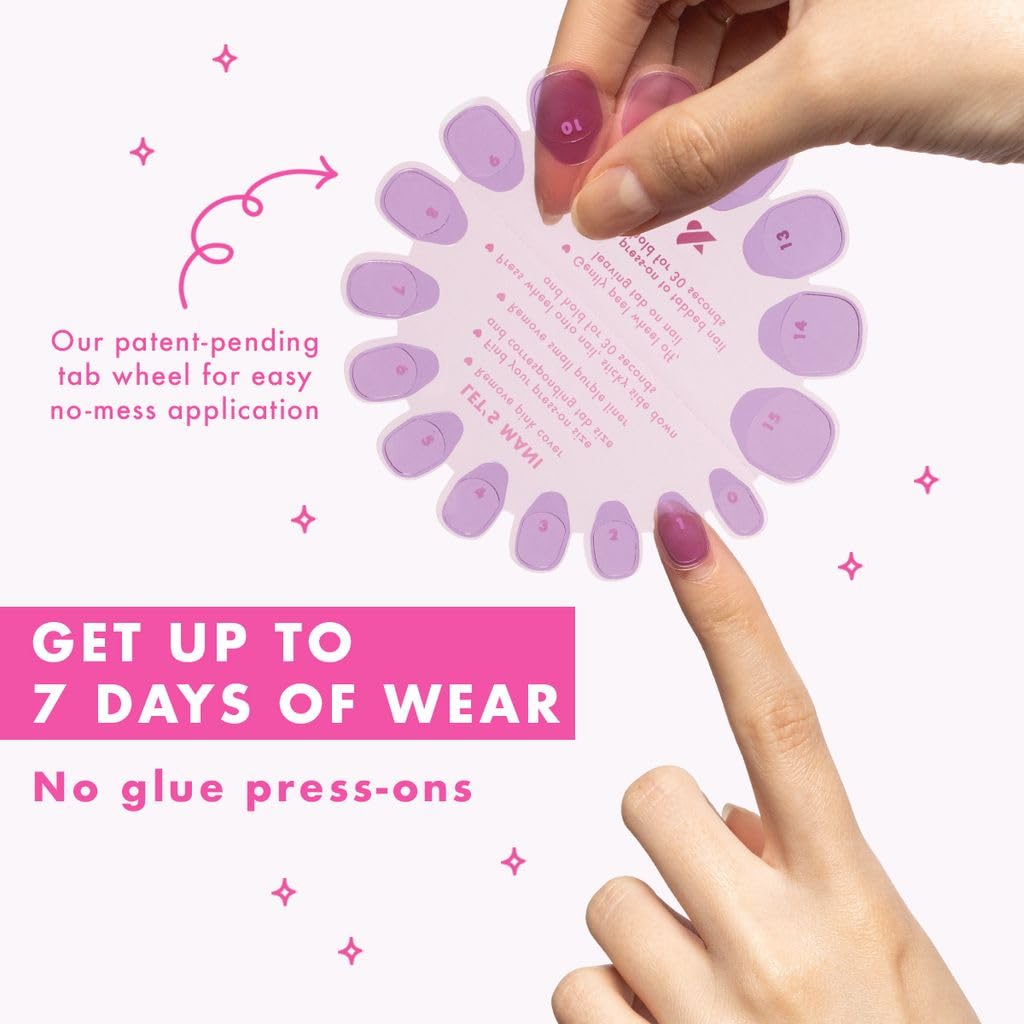 Olive & June Super Stick Press-On Nails Floral Doodle application process