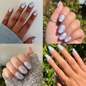 Olive & June Super Stick Press-On Nails Floral Doodle on model's hands