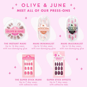 Olive & June Super Stick Press-On Nails in a stylish setting