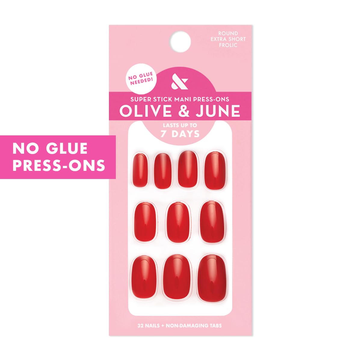 Olive & June Super Stick Press-On Nails Lollipop Cherry Red packaging