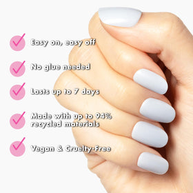 Olive & June Super Stick Press-On Nails Rink Pastel Blue with included accessories