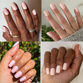 Olive & June Super Stick Press-On Nails Tutu Pastel Pink application process